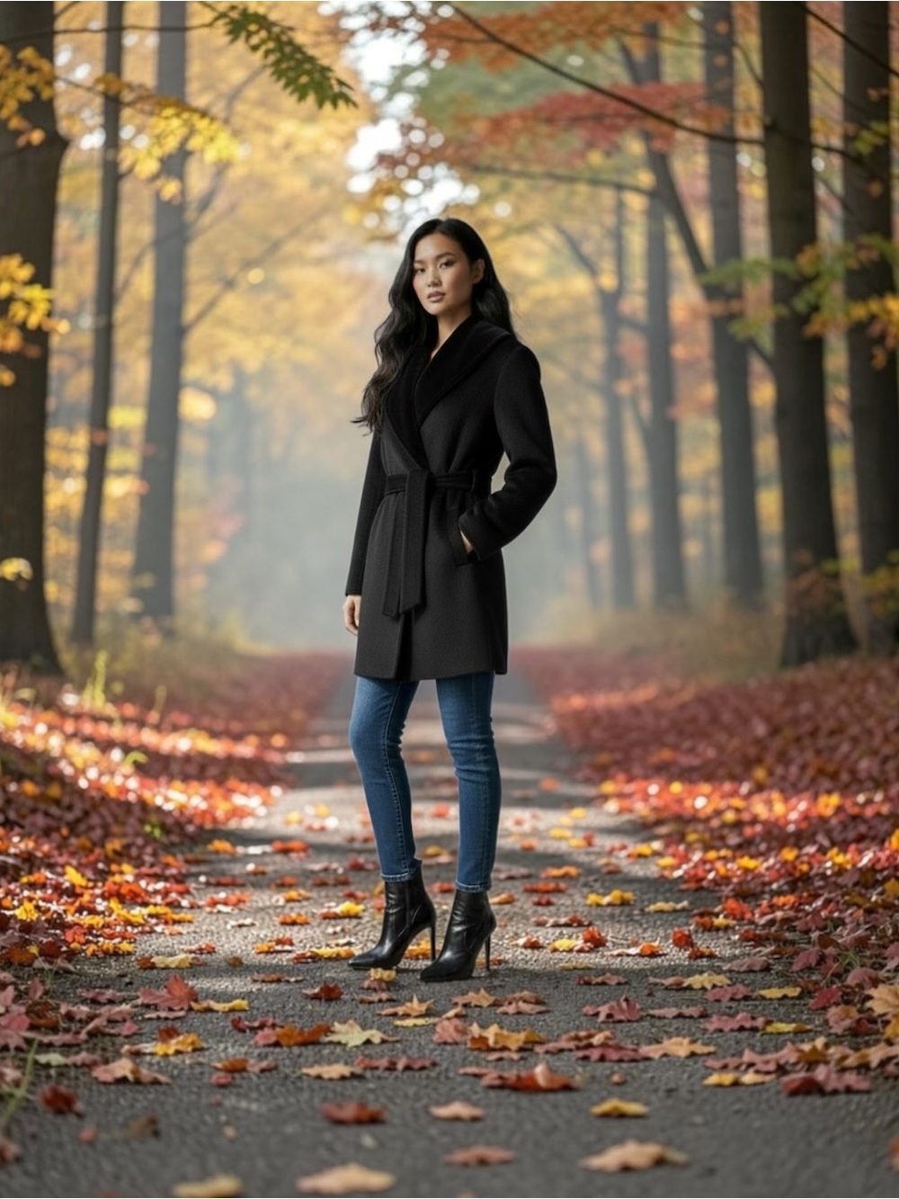 Vtg. Jaeger Wool/Cashmere Black Swing Coat Size 8